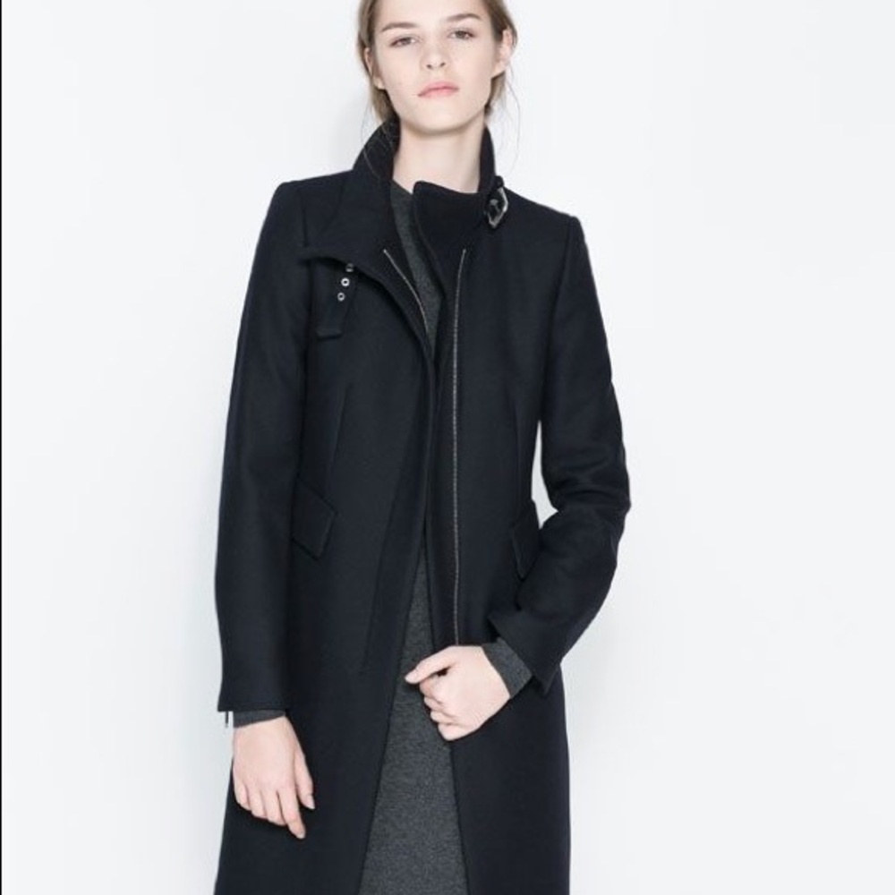 Patrizia Pepe Mock Neck Wool Coat